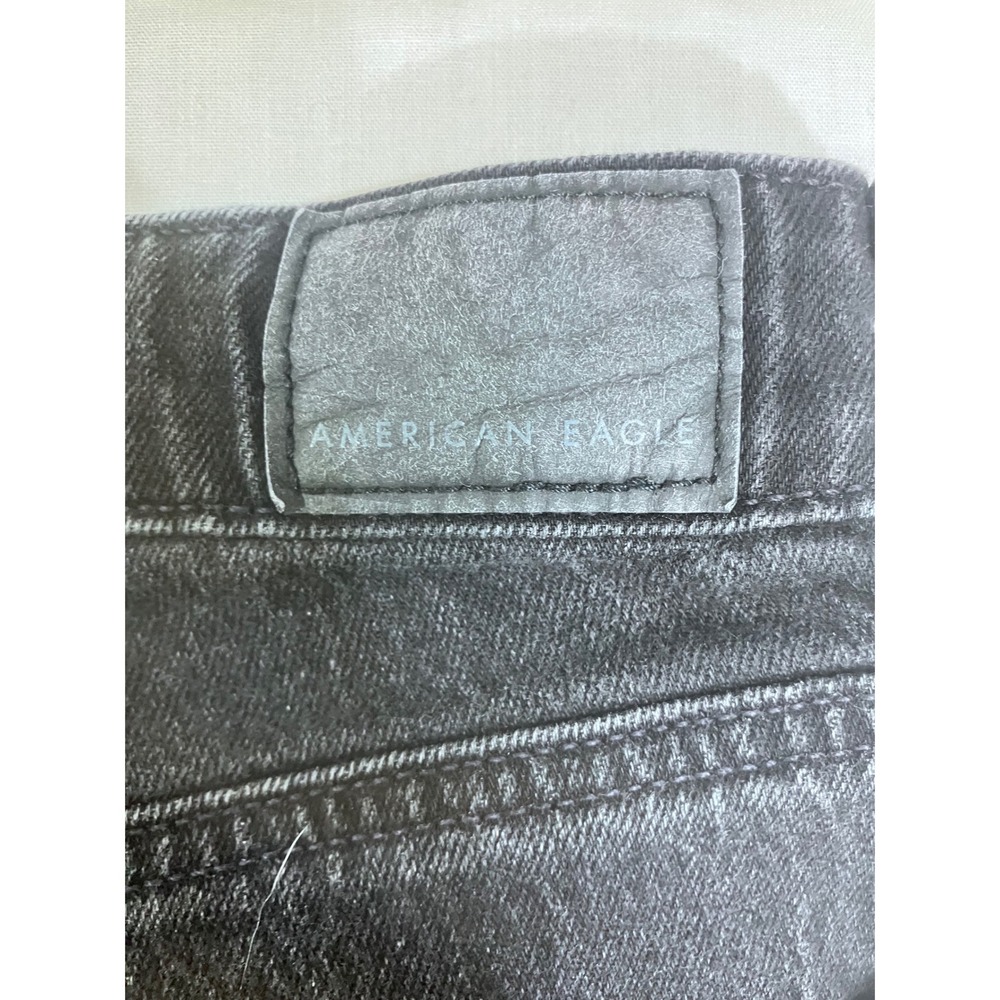 American Eagle Super High Rise Baggy Wide Leg Ankle Jeans Faded Black Strigid 00 - Picture 9 of 10